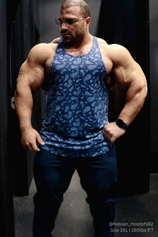 Graphic Muscle Stringer - Navy Paisley