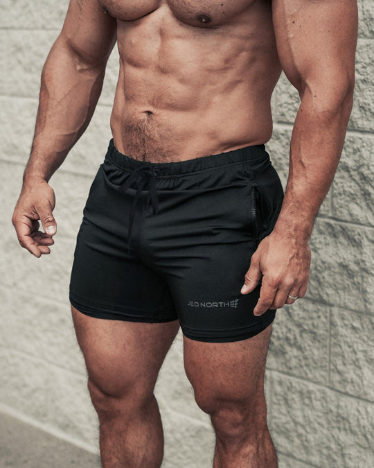 Agile Bodybuilding 4'' Shorts w Zipper Pockets - Noir