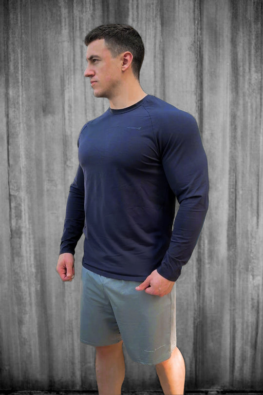 Titan Muscle-Fit Long Sleeve T-Shirt - Navy