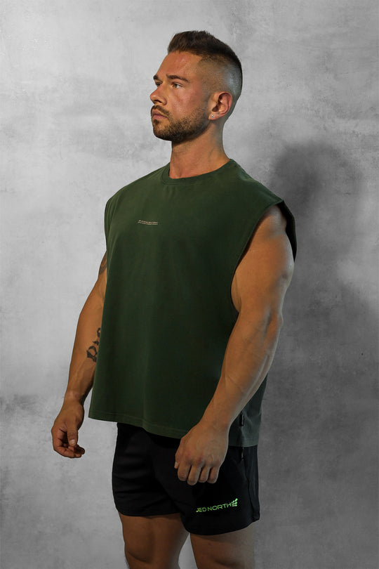 Box Cut Muscle Tee - Forest Green