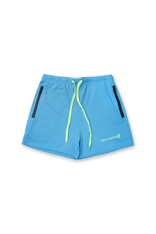 Agile Bodybuilding 4'' Shorts w Zipper Pockets - Aqua Blue - Jed North