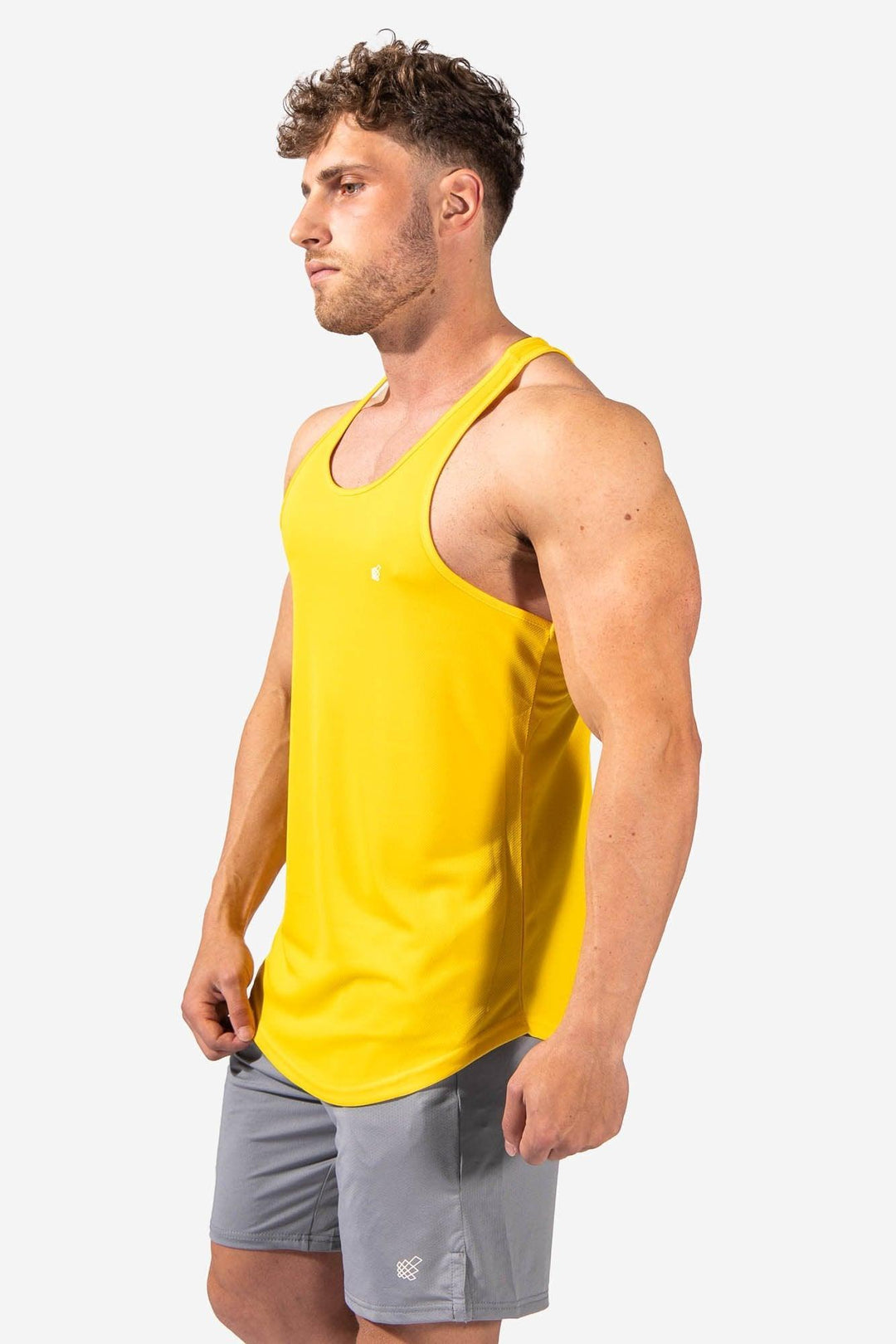 Men's Dri-Fit Workout Bodybuilding Stringer - Yellow Tank Tops Jed North