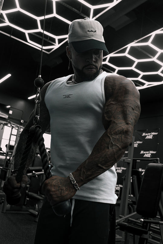 Ribbed Muscle Tank Top - White