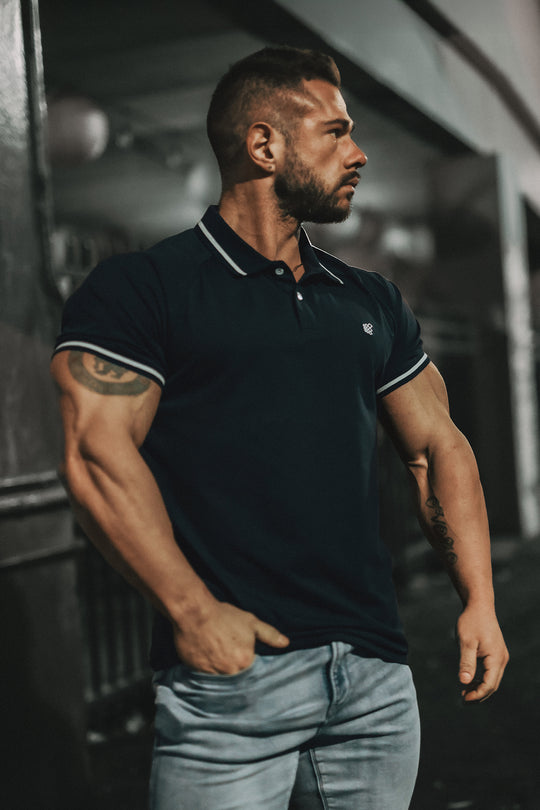 Banded Muscle-Fit Polo T-Shirt - Navy