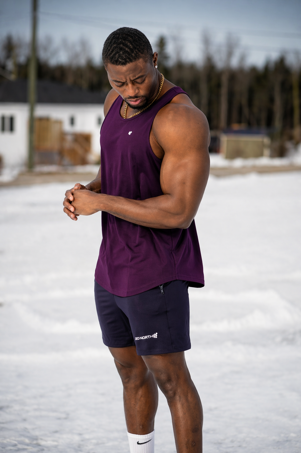 Fast-Dry Bodybuilding Workout Stringer - Dark Purple