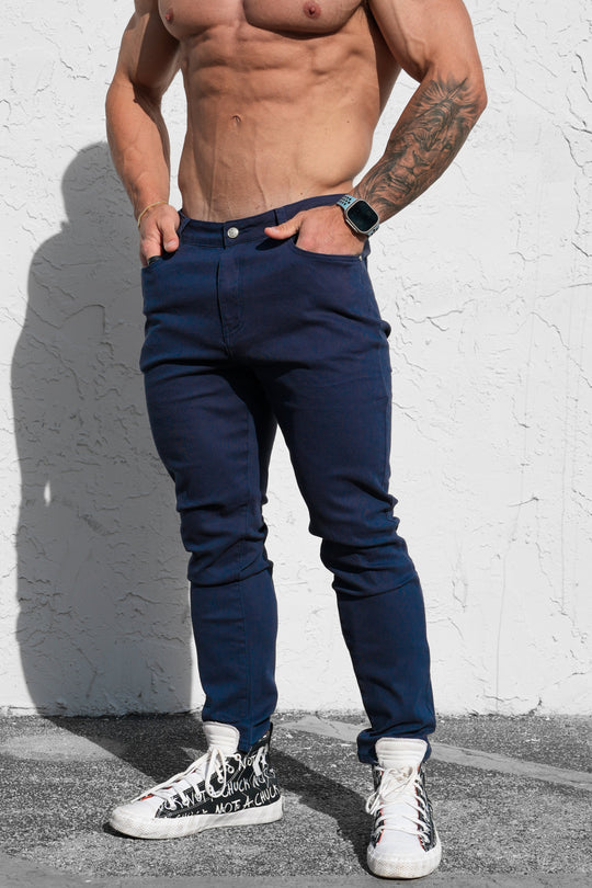 Men's Fitted Stretchy Pants - Navy