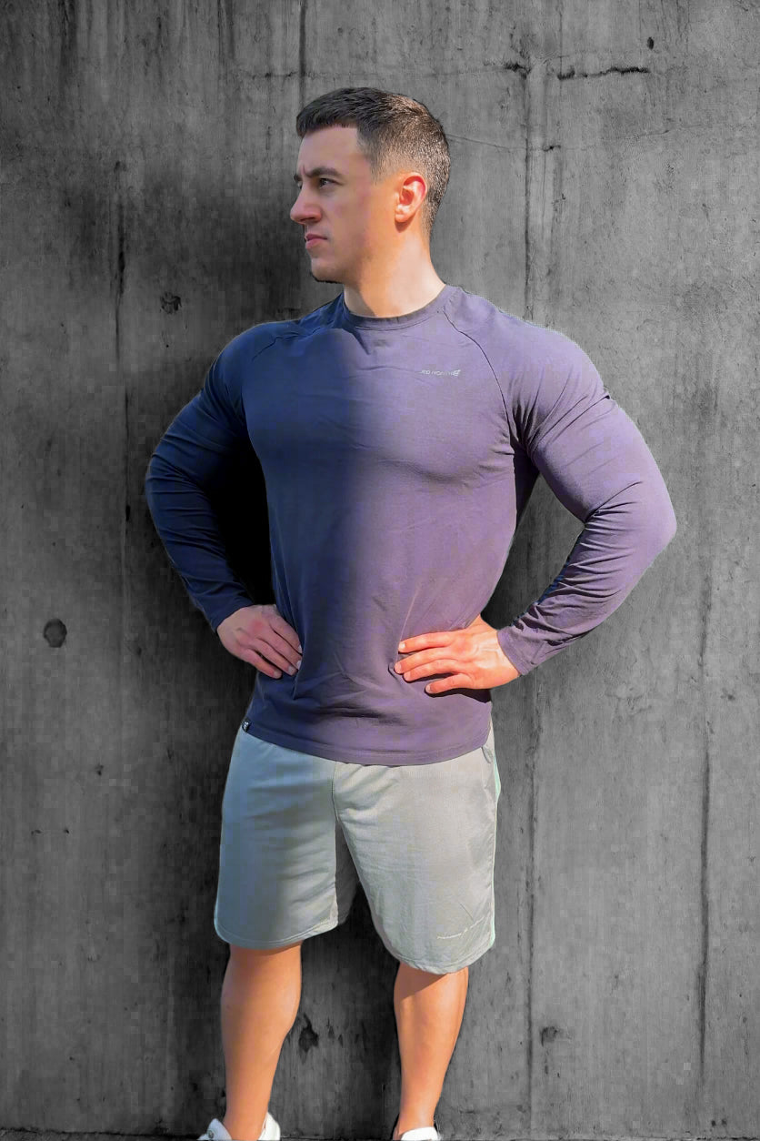 Titan Muscle-Fit Long Sleeve T-Shirt - Navy