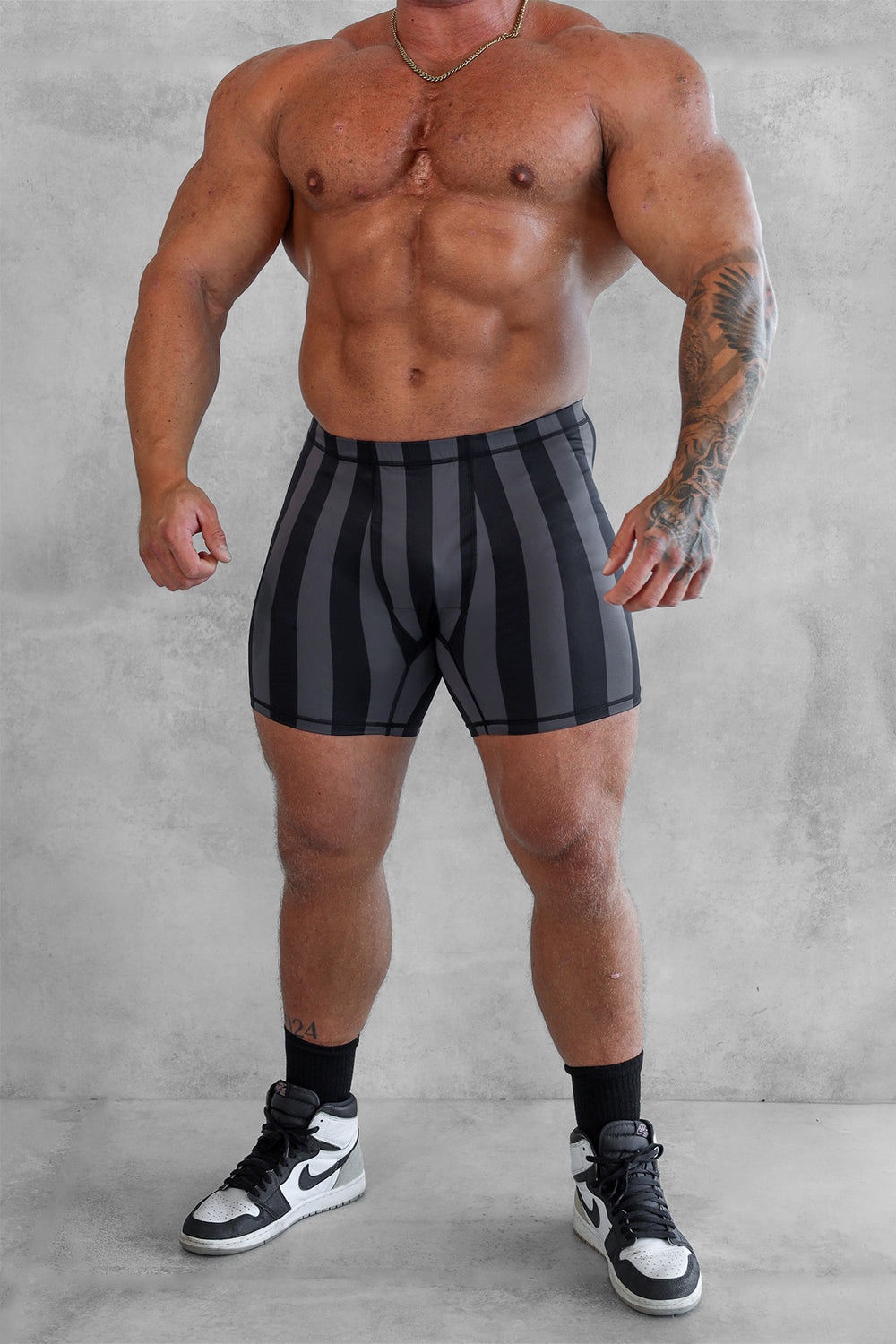 Retro Bodybuilding Shorts - Black & Gray