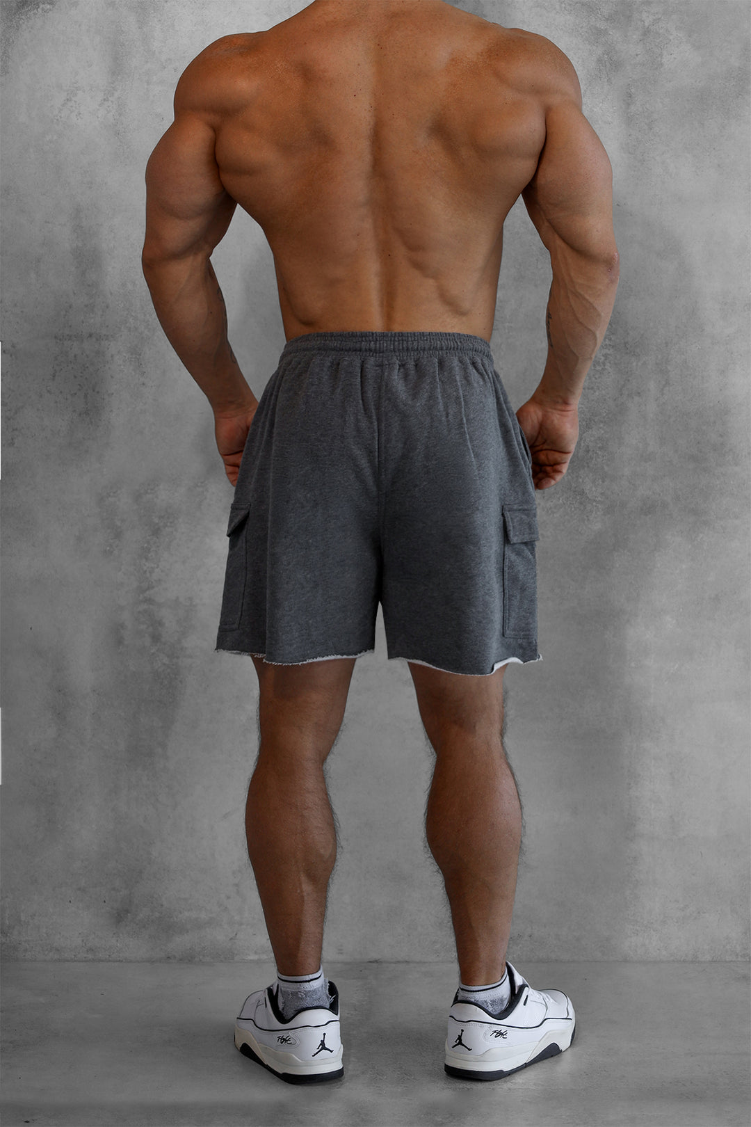 Comfort-Fit Cargo Sweat Shorts - Dark Gray