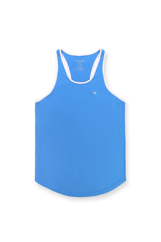 Fast-Dry Bodybuilding Workout Stringer - Blue with White