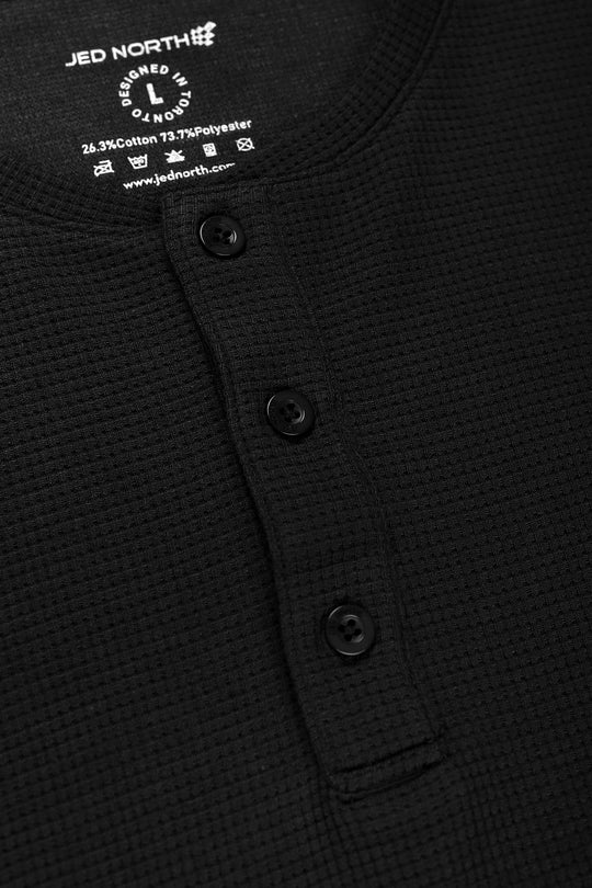 Waffle Henley T-Shirt - Black