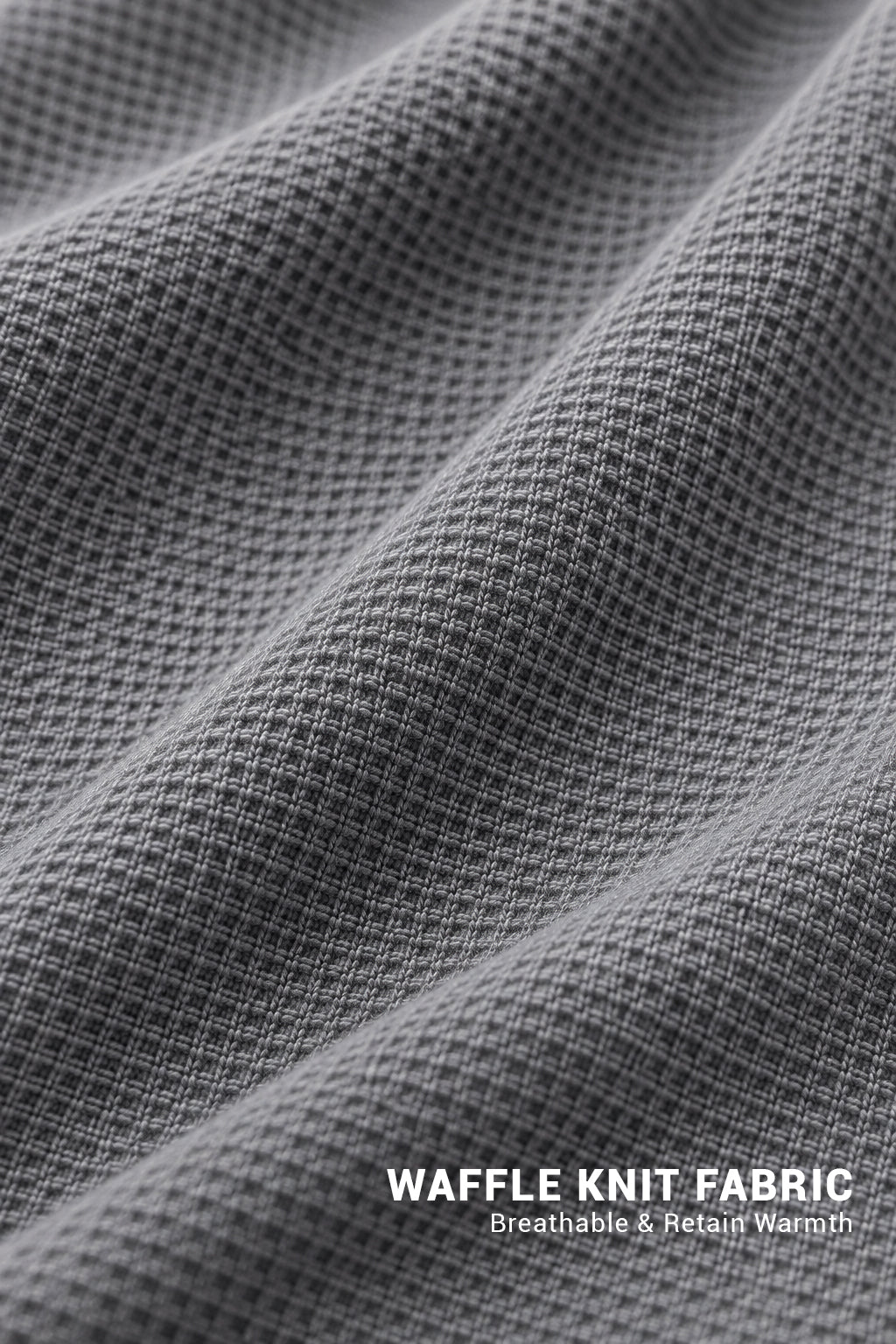 Waffle Knit Henley Long Sleeve T-Shirt - Dark Gray