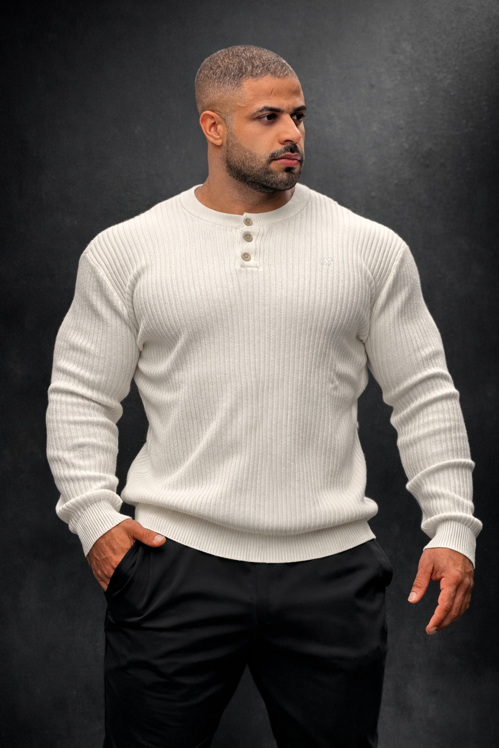 Classic Henley Sweater - Cream