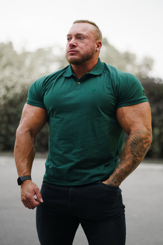 Muscle Fit All-Day Polo T-Shirt - Evergreen