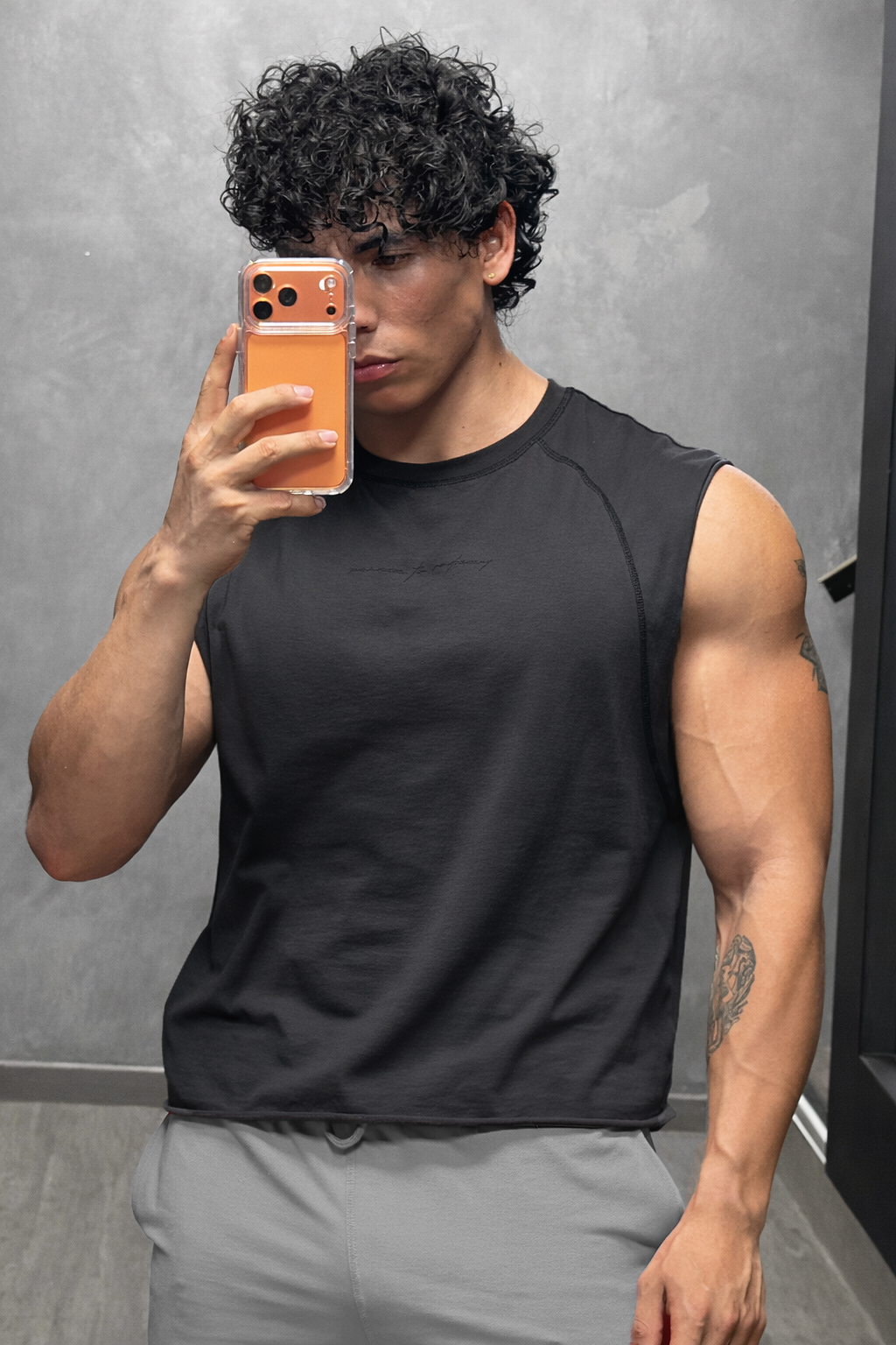 Raglan Sleeveless Tank Top - Dark Gray