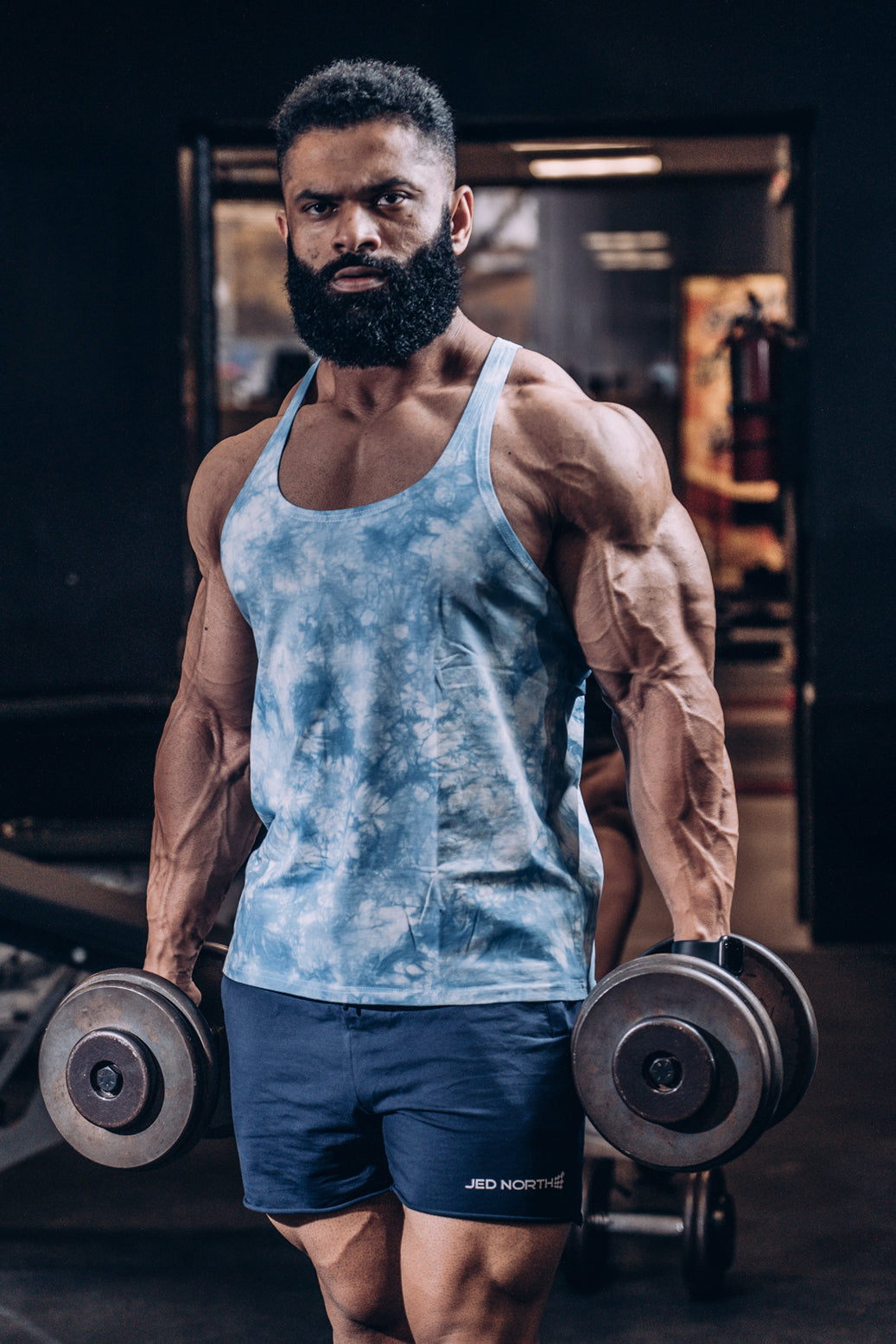 Classic Bodybuilding Racerback Stringer - Gray Tie Dye