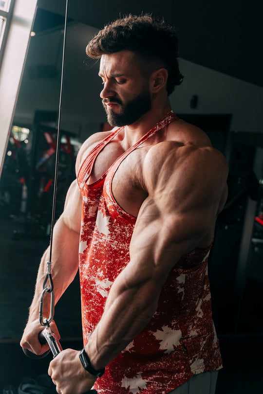 Graphic Muscle Stringer - Red Maple Leaf