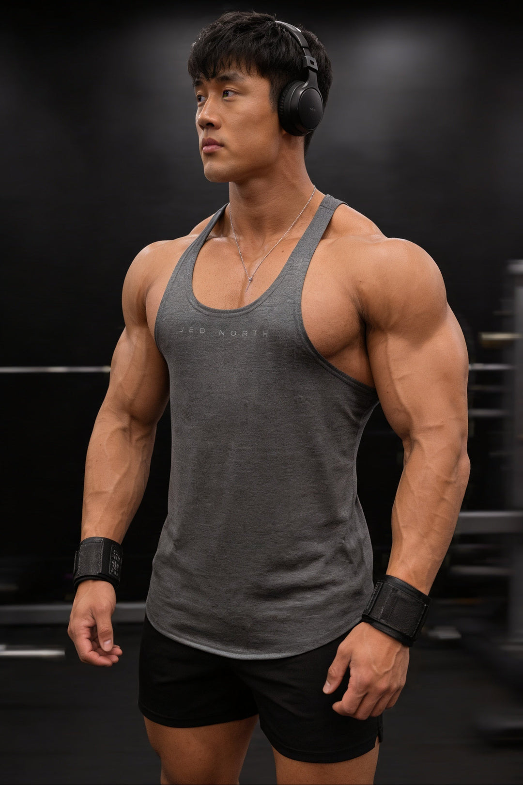 Classic Bodybuilding Racerback Stringer - Heather Gray