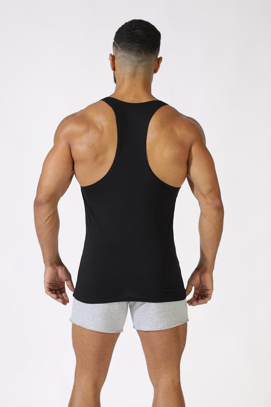 Classic Bodybuilding Racerback Stringer - Black w/ Logo - Jed North