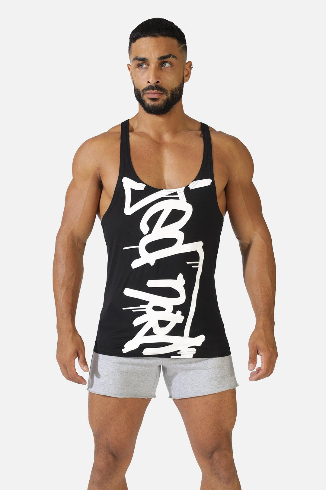 Classic Bodybuilding Racerback Stringer - Black w/ Logo - Jed North
